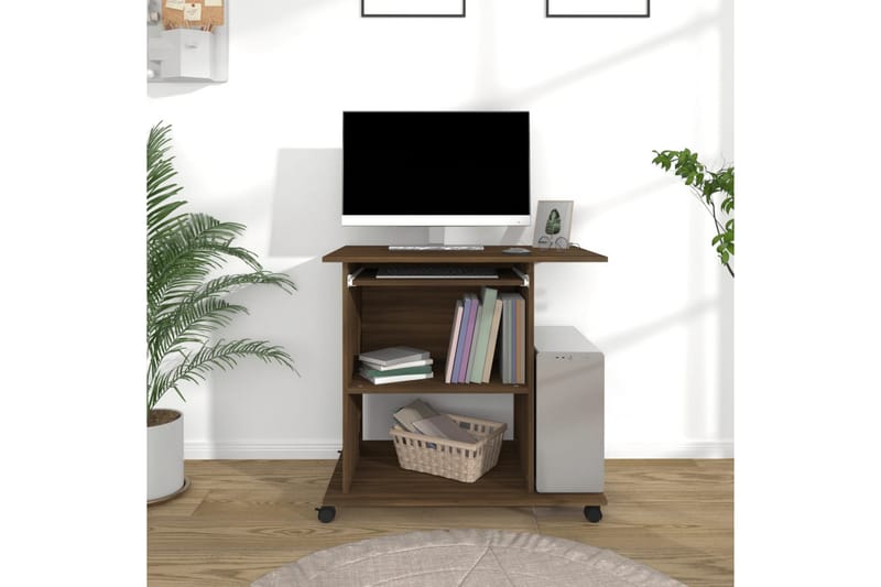 beBasic Databord brun eik 80x50x75 cm konstruert tre - Brun - Skrivebord - Databord & PC bord