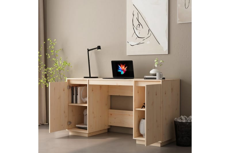beBasic Skrivebord 140x50x75 cm heltre furu - Brun - Skrivebord - Databord & PC bord