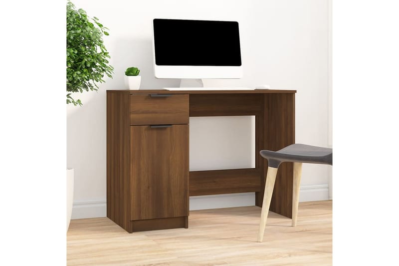 beBasic Skrivebord brun eik 100x50x75 cm konstruert tre - Brun - Skrivebord - Databord & PC bord