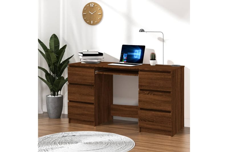 beBasic Skrivebord brun eik 140x50x77 cm konstruert tre - Brun - Skrivebord - Databord & PC bord