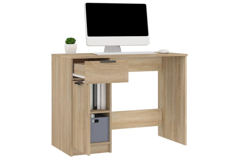 beBasic Skrivebord sonoma eik 100x50x75 cm konstruert tre - Brun - Skrivebord - Databord & PC bord