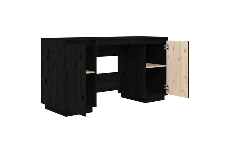 beBasic Skrivebord svart 140x50x75 cm heltre furu - Svart - Skrivebord - Databord & PC bord
