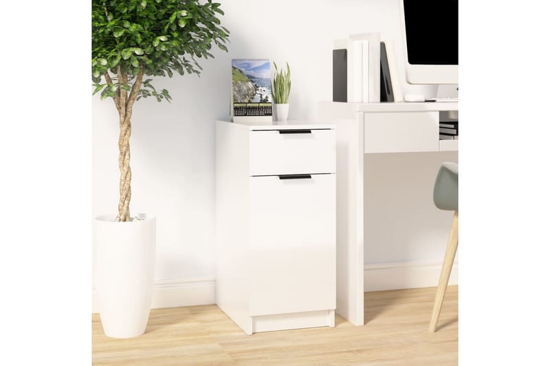 beBasic Skrivebordskap høyglans hvit 33,5x50x75 cm konstruert tre - Hvit - Sektretær - Skrivebord