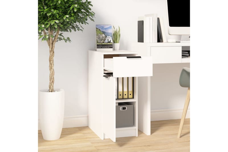 beBasic Skrivebordskap hvit 33,5x50x75 cm konstruert tre - Hvit - Sektretær - Skrivebord