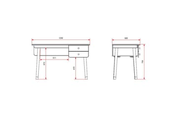 Billy Skrivebord med Skuffer 125x60 cm i Tre - Hvit - Møbler - Bord - Kontorbord - Skrivebord