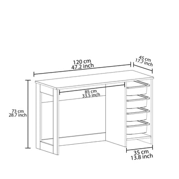Branik Skrivebord 120x73x45 cm - Grå - Møbler - Bord - Kontorbord - Skrivebord