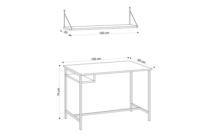 Cadris Skrivebord 60x100 cm - Eik/Sort - Møbler - Bord - Kontorbord - Skrivebord