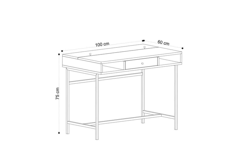 Cladells Skrivebord 60x100 cm - Eik/Sort - Møbler - Bord - Kontorbord - Skrivebord