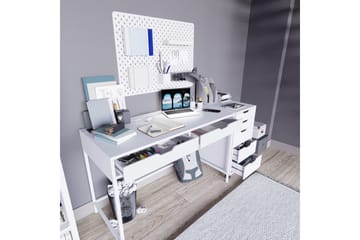 Durusu Skrivebord 120 cm med Skuffer og Hjul i Malt Tre - Hvit - Møbler - Bord - Kontorbord - Skrivebord