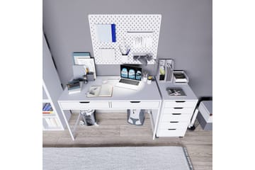 Durusu Skrivebord 120 cm med Skuffer og Hjul i Malt Tre - Hvit - Møbler - Bord - Kontorbord - Skrivebord