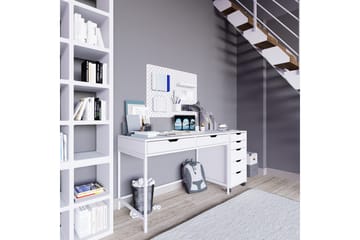 Durusu Skrivebord 120 cm med Skuffer og Hjul i Malt Tre - Hvit - Møbler - Bord - Kontorbord - Skrivebord