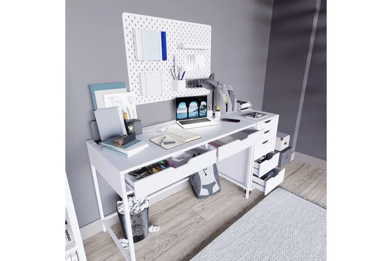 Durusu Skrivebord 55x120 cm - Hvit - Møbler - Bord - Kontorbord - Skrivebord