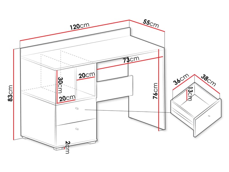 Edson Skrivebord 120 cm - Møbler - Bord - Kontorbord - Skrivebord