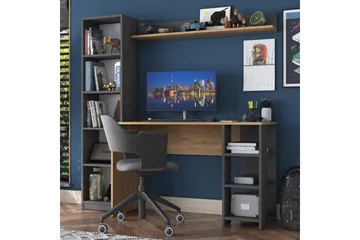 Eireann Skrivebord 45x160 cm - Valnøtt/Antrasitt - Møbler - Bord - Kontorbord - Skrivebord