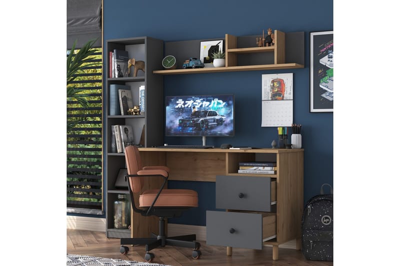 Eireann Skrivebord 50x120 cm - Valnøtt/Antrasitt - Møbler - Bord - Kontorbord - Skrivebord