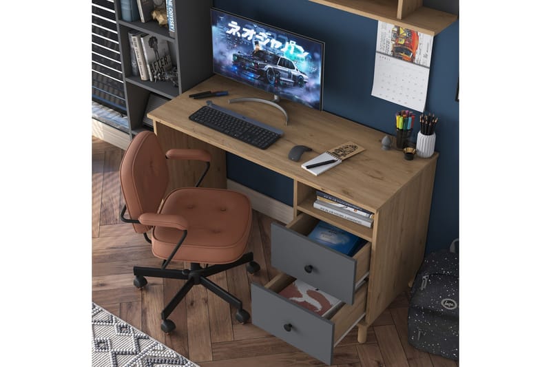 Eireann Skrivebord 50x120 cm - Valnøtt/Antrasitt - Møbler - Bord - Kontorbord - Skrivebord