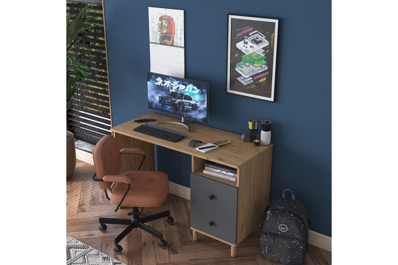 Eireann Skrivebord 50x120 cm - Valnøtt/Antrasitt - Møbler - Bord - Kontorbord - Skrivebord