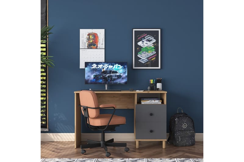 Eireann Skrivebord 50x120 cm - Valnøtt/Antrasitt - Møbler - Bord - Kontorbord - Skrivebord