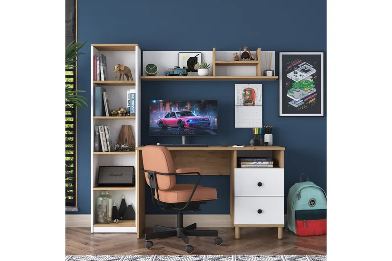 Eireann Skrivebord 50x120 cm - Valnøtt/Hvit - Møbler - Bord - Kontorbord - Skrivebord