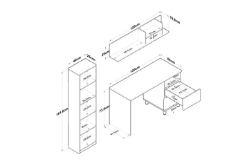 Eireann Skrivebord 50x120 cm - Valnøtt/Hvit - Møbler - Bord - Kontorbord - Skrivebord