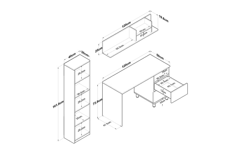 Eireann Skrivebord 50x120 cm - Valnøtt/Hvit - Møbler - Bord - Kontorbord - Skrivebord