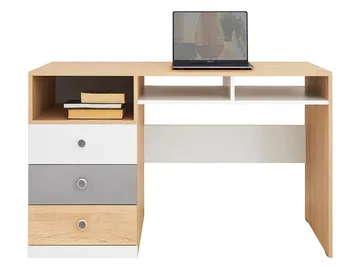 Elvaren Skrivebord 125 cm med Oppbevaring og Skuffer i Tre - Svart|Hvit - Møbler - Bord - Kontorbord - Skrivebord