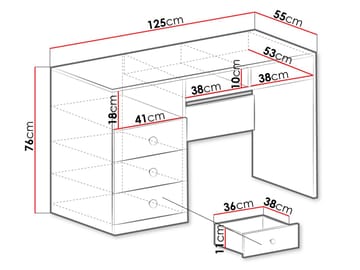 Elvaren Skrivebord 125 cm - Møbler - Bord - Kontorbord - Skrivebord