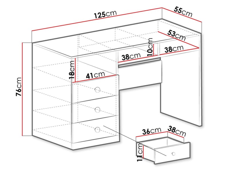 Elvaren Skrivebord 125 cm - Møbler - Bord - Kontorbord - Skrivebord