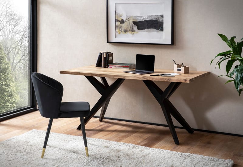 Fenaro skrivebord 160x80 cm industriell stil - Lys gyllenbrun og matt svart - Møbler - Bord - Kontorbord - Skrivebord