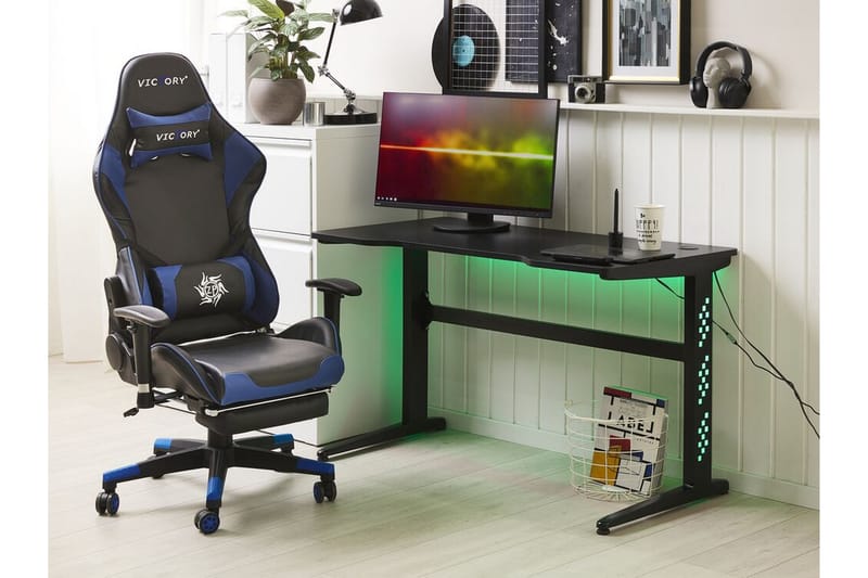 Spillebord Rombauer 120 cm med LED-belysning - Svart - Gamingbord