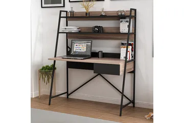 Garavelo Skrivebord 25x124 cm - Valnøtt/Svart - Møbler - Bord - Kontorbord - Skrivebord