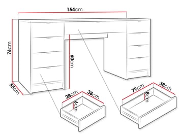 Gudelia Skrivebord 154 cm - brun - Møbler - Bord - Kontorbord - Skrivebord
