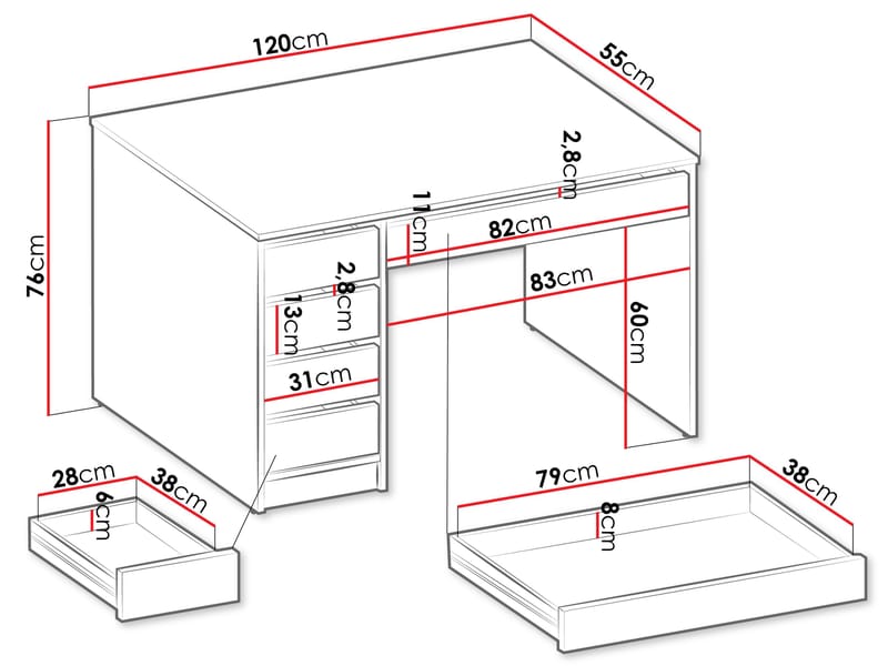 Harland Skrivebord 120 cm - lysebrun - Møbler - Bord - Kontorbord - Skrivebord