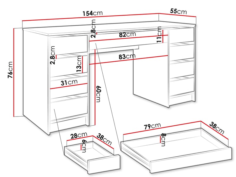 Harland Skrivebord 154 cm - lysebrun - Møbler - Bord - Kontorbord - Skrivebord