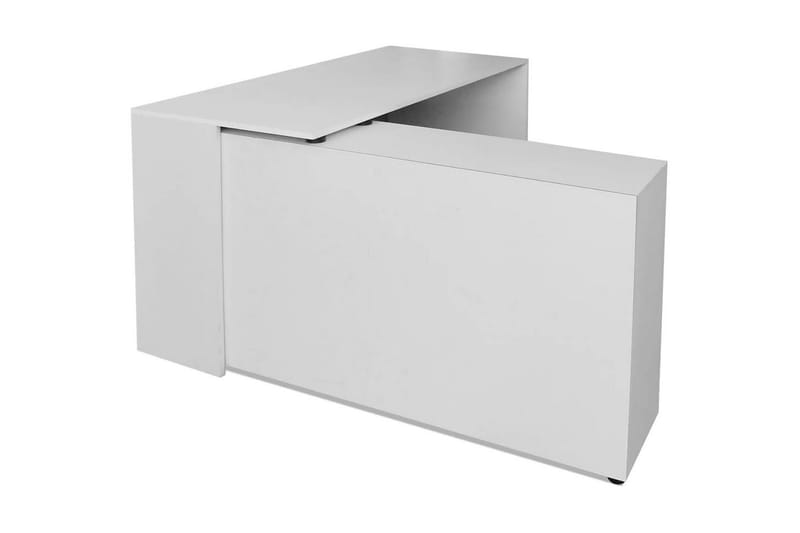 Hjørneskrivebord 4 hyller hvit - Hvit - Skrivebord - Databord & PC bord