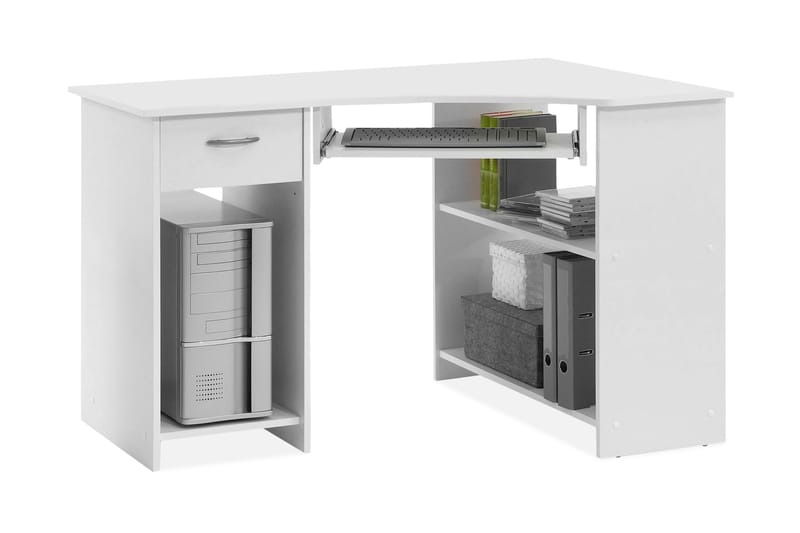 Hjørneskrivebord Pineco 118 cm - Hvit - Skrivebord - Databord & PC bord