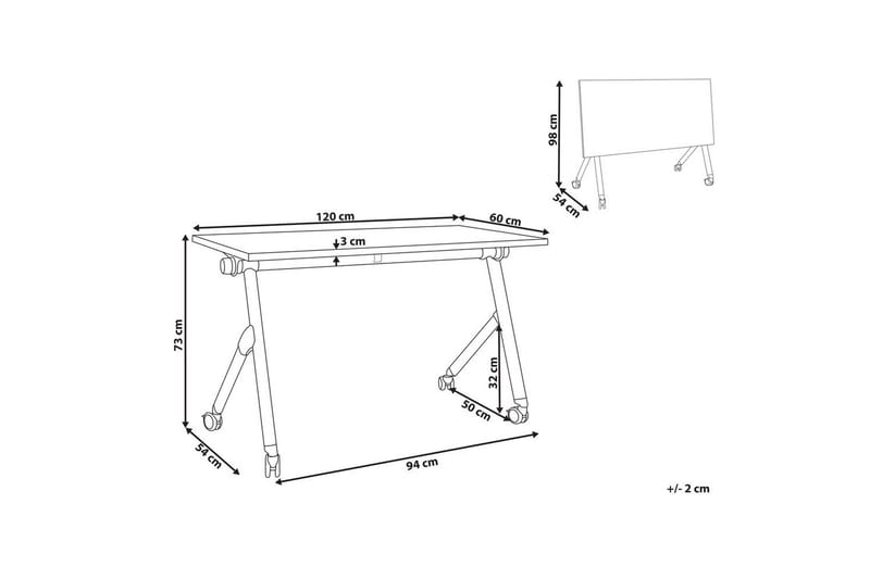 Hopfällbart skrivbord Beliani Bendi Ljus trä/svart, 120x60x75 cm White||Black 120x60x75 cm - Møbler - Bord - Kontorbord - Skrivebord