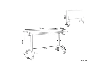 Hopfällbart skrivbord Beliani Cavi Ljus trä/svart, 120x60x75 cm White||Black 120x60x75 cm - Møbler - Bord - Kontorbord - Skrivebord