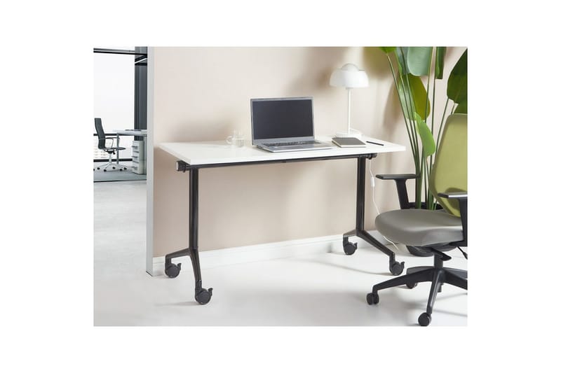 Hopfällbart skrivbord Beliani Cavi Ljus trä/svart, 120x60x75 cm White||Black 120x60x75 cm - Møbler - Bord - Kontorbord - Skrivebord