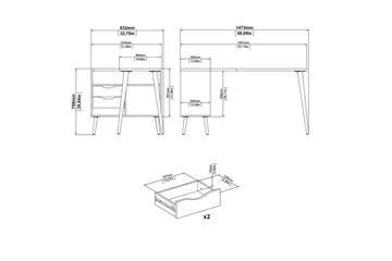 Hostafranc Skrivebord 81x145,1 cm - Natur - Møbler - Bord - Kontorbord - Skrivebord