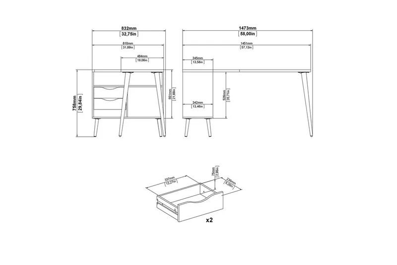 Hostafranc Skrivebord 81x145,1 cm - Natur - Møbler - Bord - Kontorbord - Skrivebord