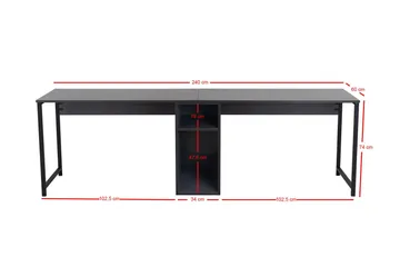Hu Skrivebord 60x240 cm - Antrasitt/Svart - Møbler - Bord - Kontorbord - Skrivebord