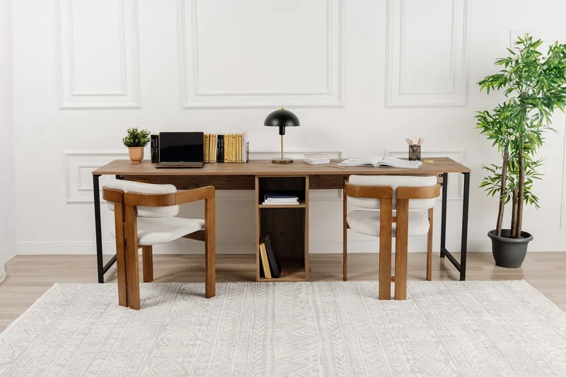 Hu Skrivebord 60x240 cm - Brun/Svart - Møbler - Bord - Kontorbord - Skrivebord