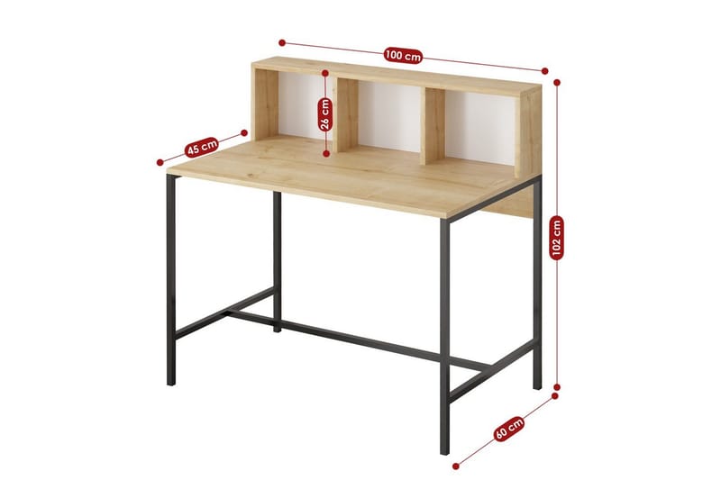 Jovra Skrivebord 60x100 cm - Eik/Sort - Møbler - Bord - Kontorbord - Skrivebord