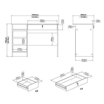 Klintberg Skrivebord 109x48x76 cm - Møbler - Bord - Kontorbord - Skrivebord