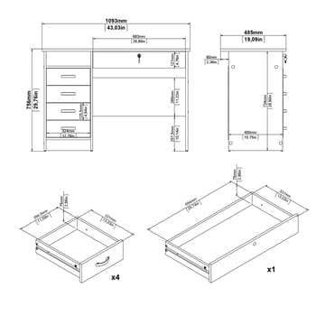 Klintberg Skrivebord med 5 skuffer 109x48x76 cm - Møbler - Bord - Kontorbord - Skrivebord