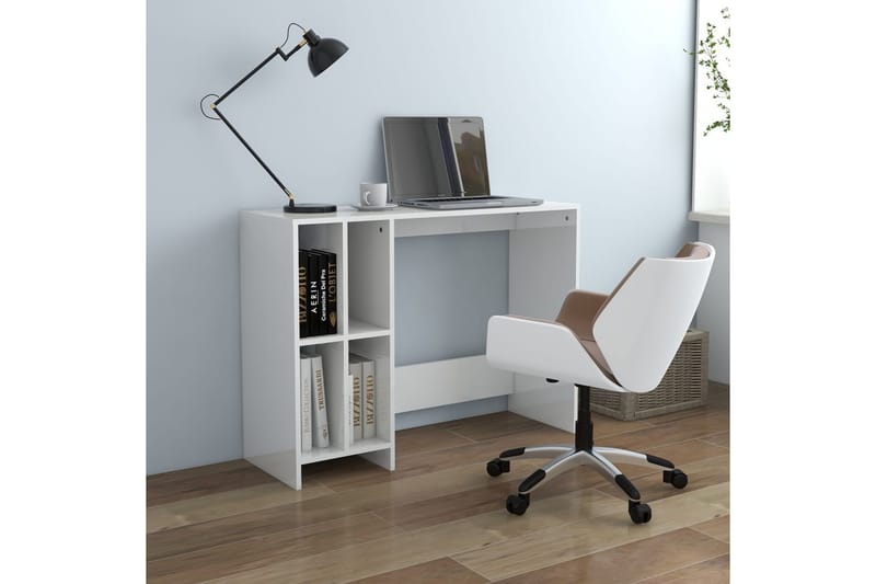 Laptopbord høyglans hvit 102,5x35x75 cm sponplater - Hvit - Skrivebord - Databord & PC bord