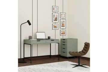 Loryn Skrivebord 120 cm med Skuffer og Hjul i Malt Tre - Grønn - Møbler - Bord - Kontorbord - Skrivebord
