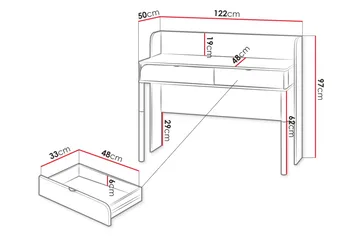 Monfort Skrivebord 122x50 cm - Beige - Møbler - Bord - Kontorbord - Skrivebord