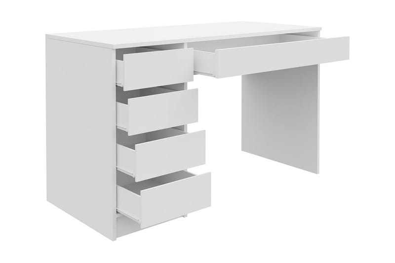 Moon Skrivebord 120 cm med Oppbevaring 5 Skuffer - Hvit - Skrivebord - Databord & PC bord